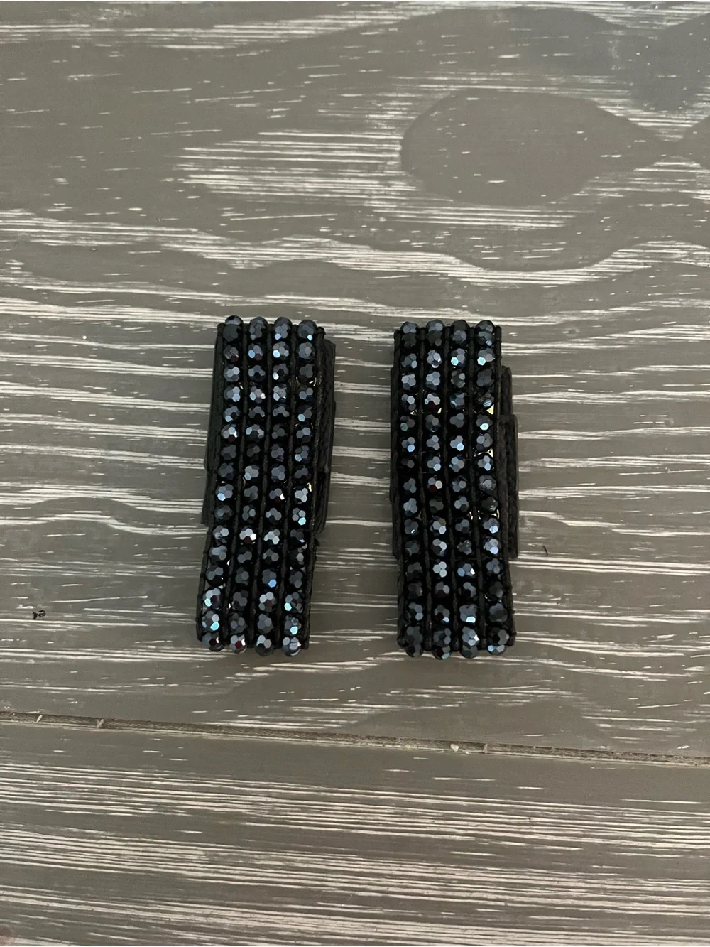 Source Unknown Black Crystal Snap Cuff Extenders with Gold-Tone Studs